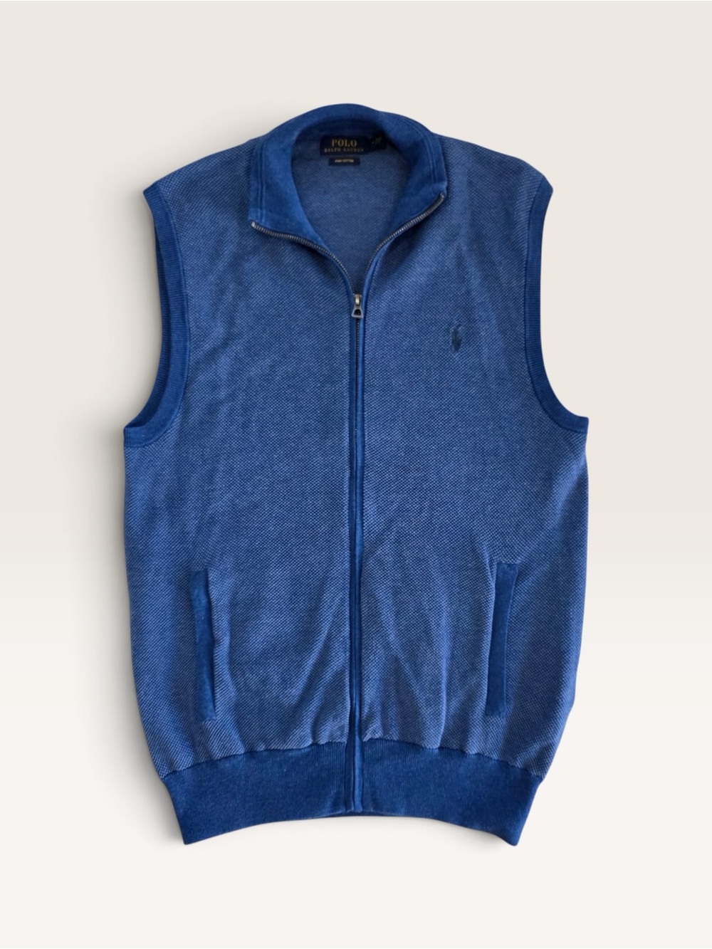 Polo Ralph Lauren Pima Cotton Full Zip Sweater Vest Men’s M Blue